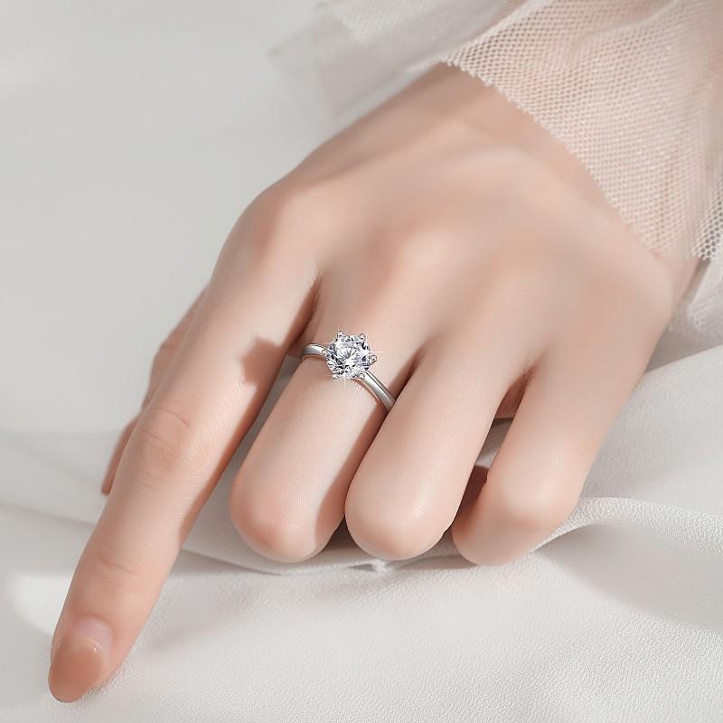 Green-S925 Sterling Silver D Color Synthetic Moissanite Six-claws Ring 1/2/3/5 Carat Elegant Luxury Daily Life Woman Birthday Gift Engagement-235(35%)