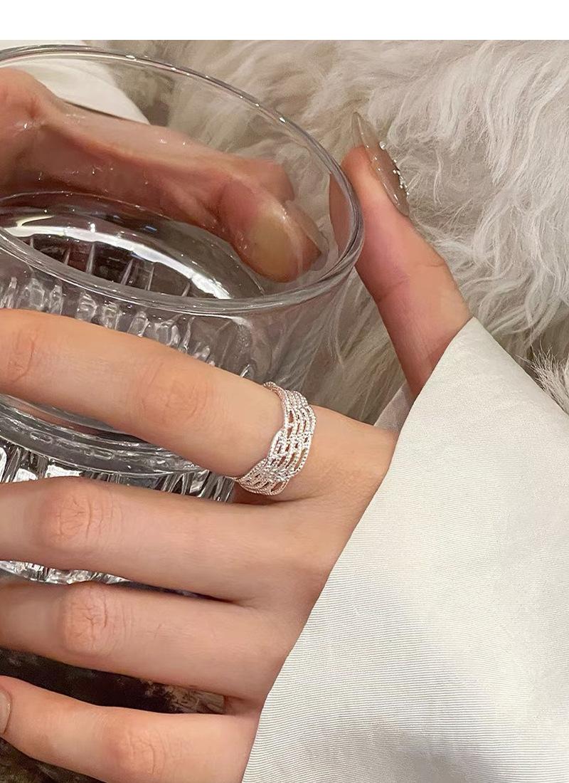 S925 Sterling Silver Braided Line Multi-layer Wrapped Ring Women's Open Ring -490(45%)