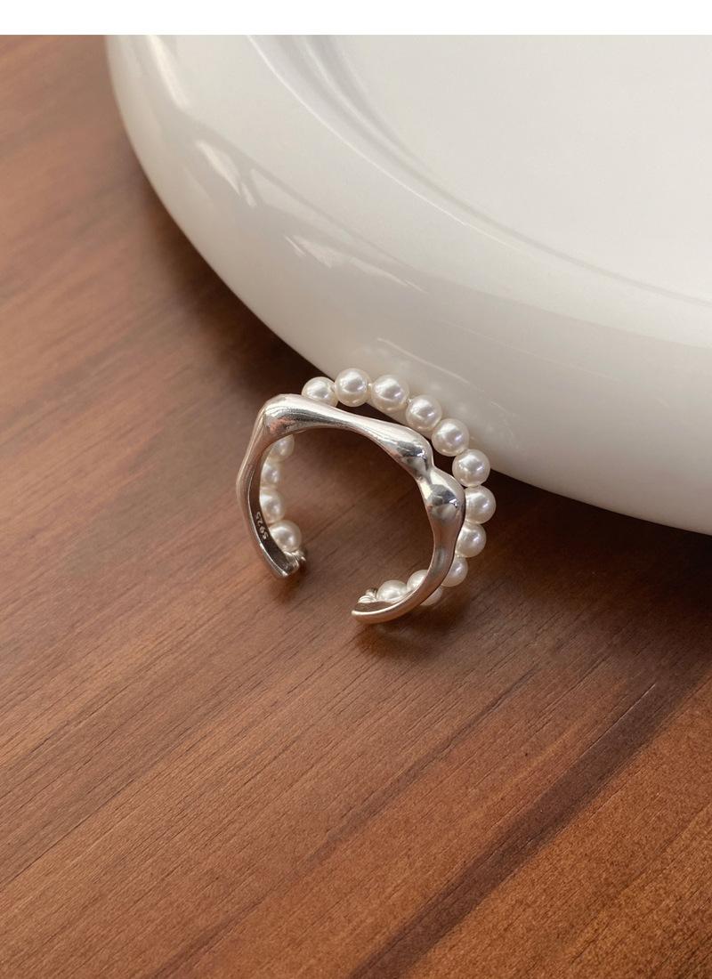 S925 Sterling Silver Double-Layer Pearl Ring for Women Switchable Index Finger Ring-512(45%)
