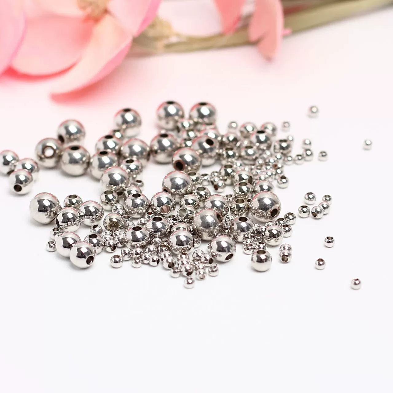 925 Sterling Silver Beads for Jewelry Making, Smooth Round Ball Beads