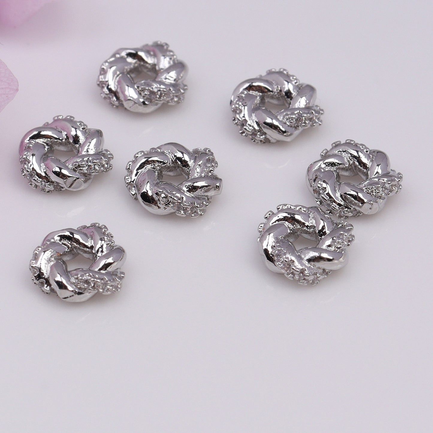 Twist Shaped Zircon Bead For Jewelry DIY，Covered by 14/18K Real Gold Or Silver