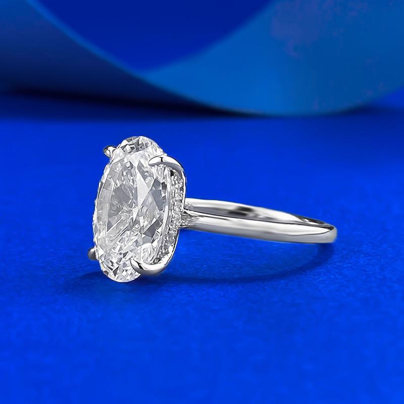 S925 Sterling Silver Radiant Cut Oval Ring 9 * 13mm 6A Cubic Zirconia Ring-266(35%)