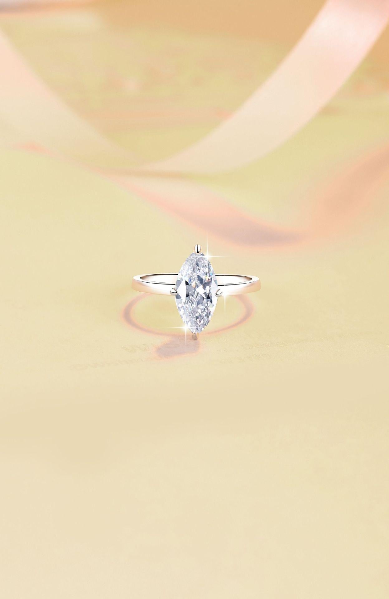 S925 Sterling Silver Horse Eye Ring Synthetic Moissanite Ring 2Carat-467 young  moissanite(25%)