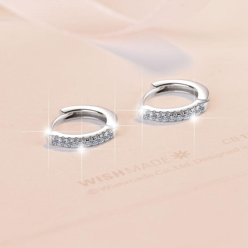 S925 Sterling Silver Circular Earrings Synthetic Moissanite Earrings Glittering daily life Earrings Springtok(35%)-646