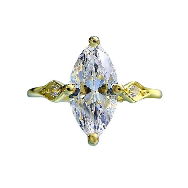 S925 Sterling Silver Marquise Horse Eye 6*12mm  6A Cubic Zirconia Ring-149(45%)