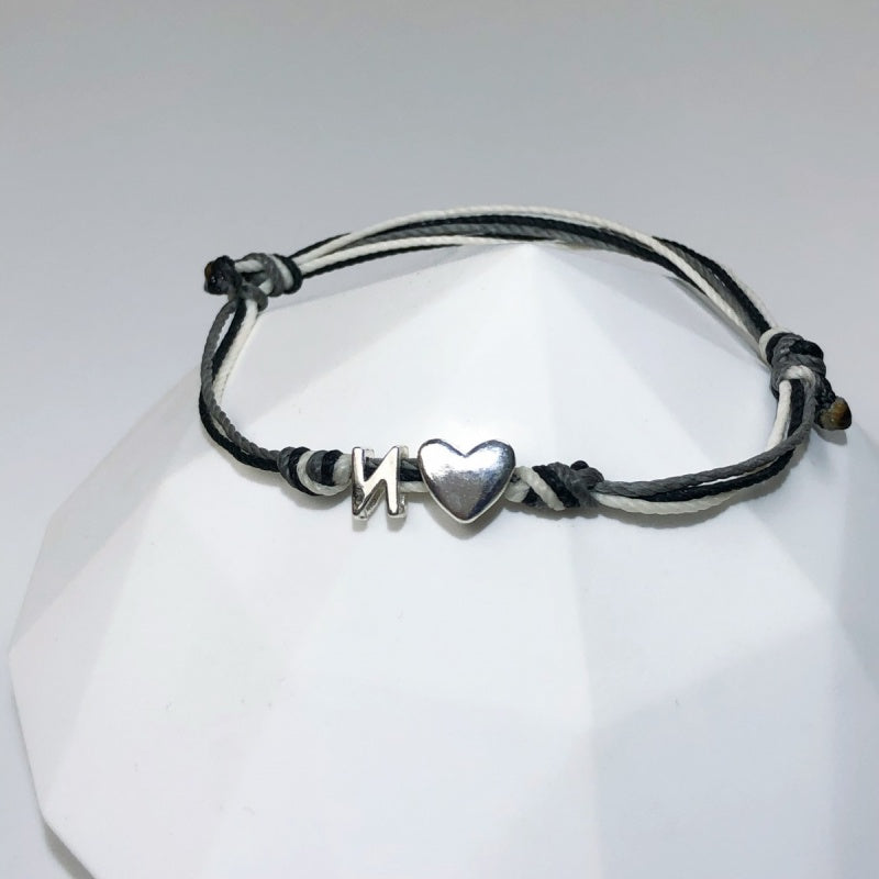 S925 Silver Hand Knitting Letters & Heart Bracelet/Promotional Products