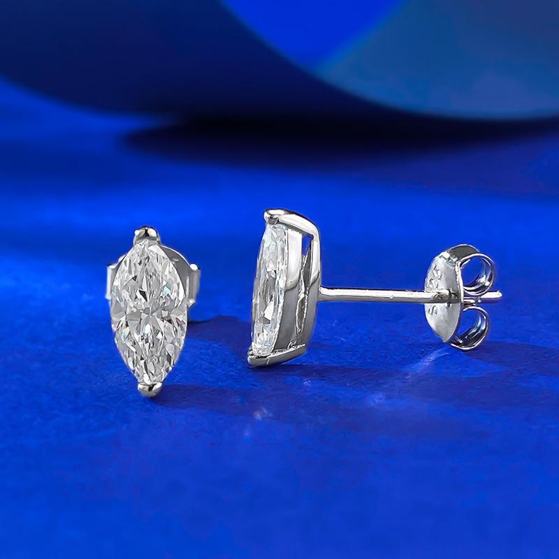 S925 Sterling Silver Marquise Ear Stud 4*8mm 6A Cubic Zirconia Earring Daily Life Earrings-616(35%)