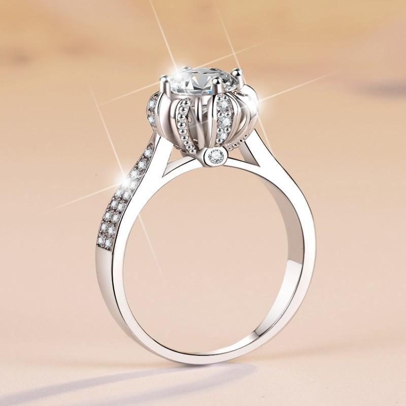 NO.111 925 Sterling Silver Rose Bud Ring Synthetic Moissanite Ring fashion jewelry accessory woman girl promise ring Springtok