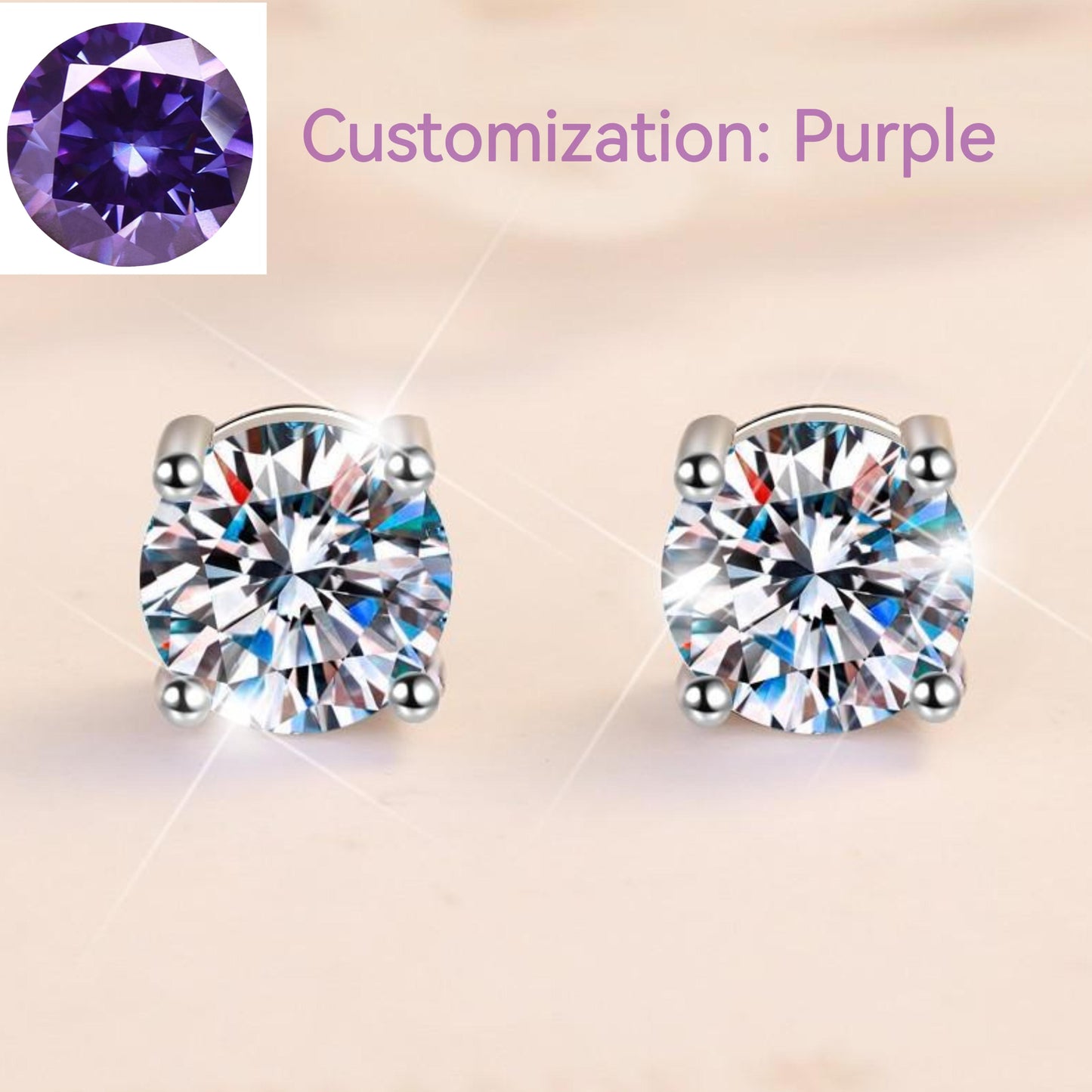 NO.159 S925 Sterling Silver High Grade Synthetic Moissanite  Four-Claw Stud Earrings Glittering daily life Earrings Springtok