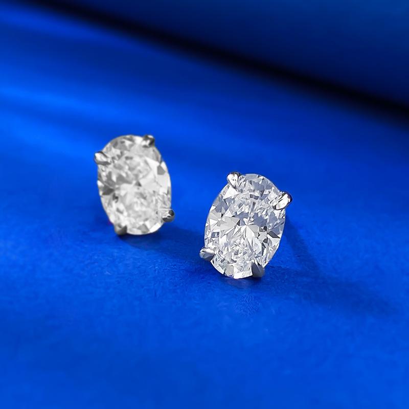 S925 Sterling Silver Oval Cut Oval Earrings 5*7 6A Cubic Zirconia Earrings Daily Life Earrings(35%)-600