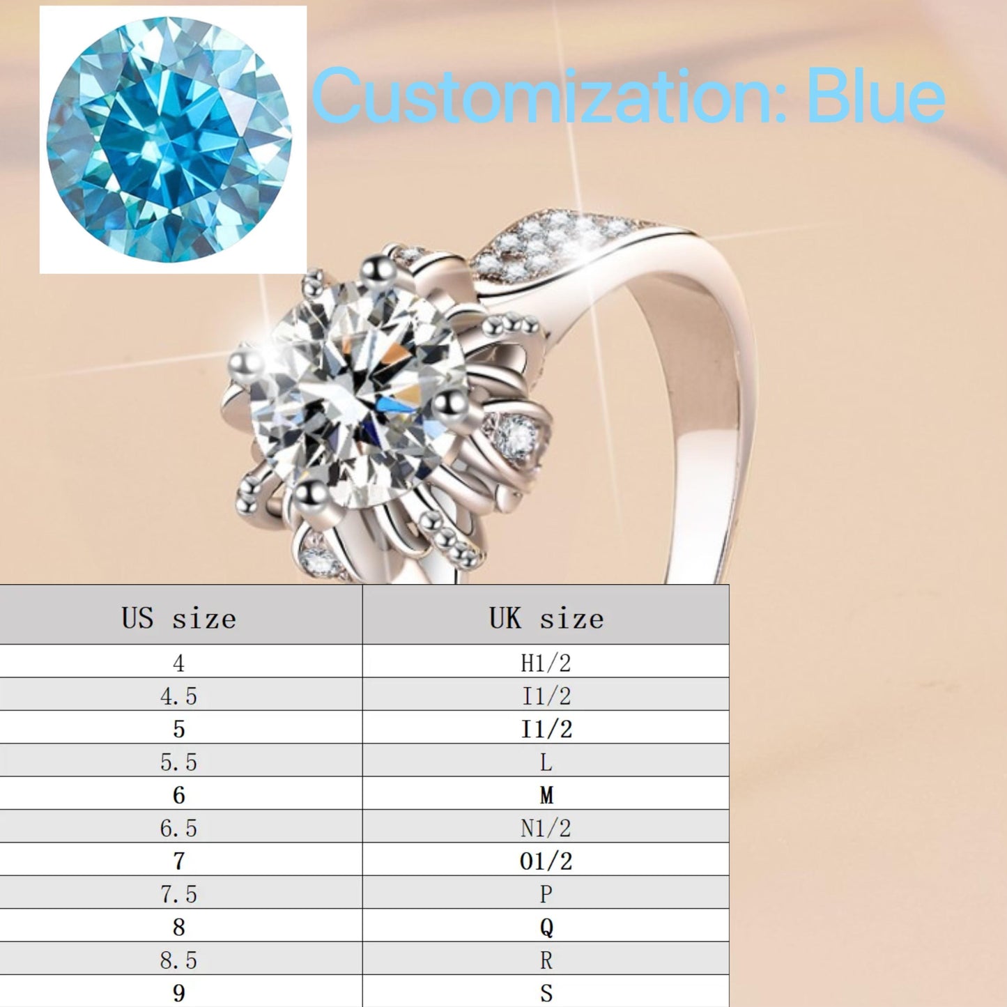 925 Sterling Silver Rose Bud Ring Synthetic Moissanite Ring fashion jewelry accessory woman girl promise ring-393(35%)