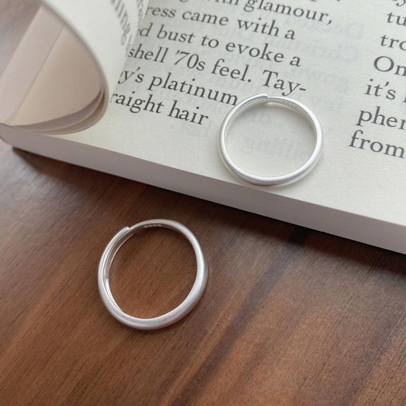 S925 Sterling Silver Vintage Matte Frosted Plain Band Couple Rings Wedding ring- 477(45%)