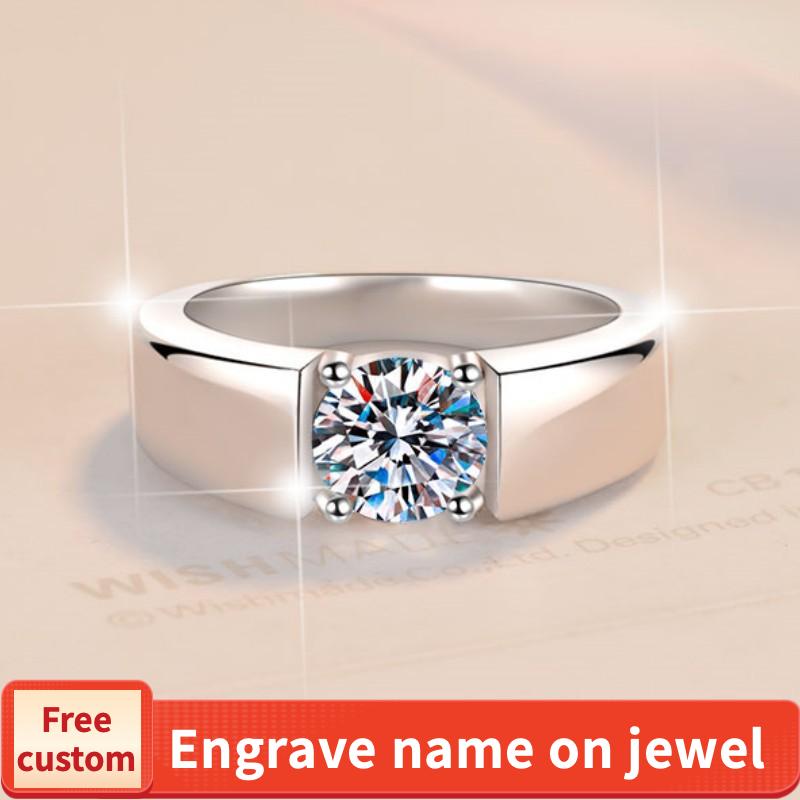 NO.157 Synthetic Moissanite S925 Sterling Silver Simple Couple Ring Proposal Ring fashion jewelry accessory promise ring Springtok Men's Ring