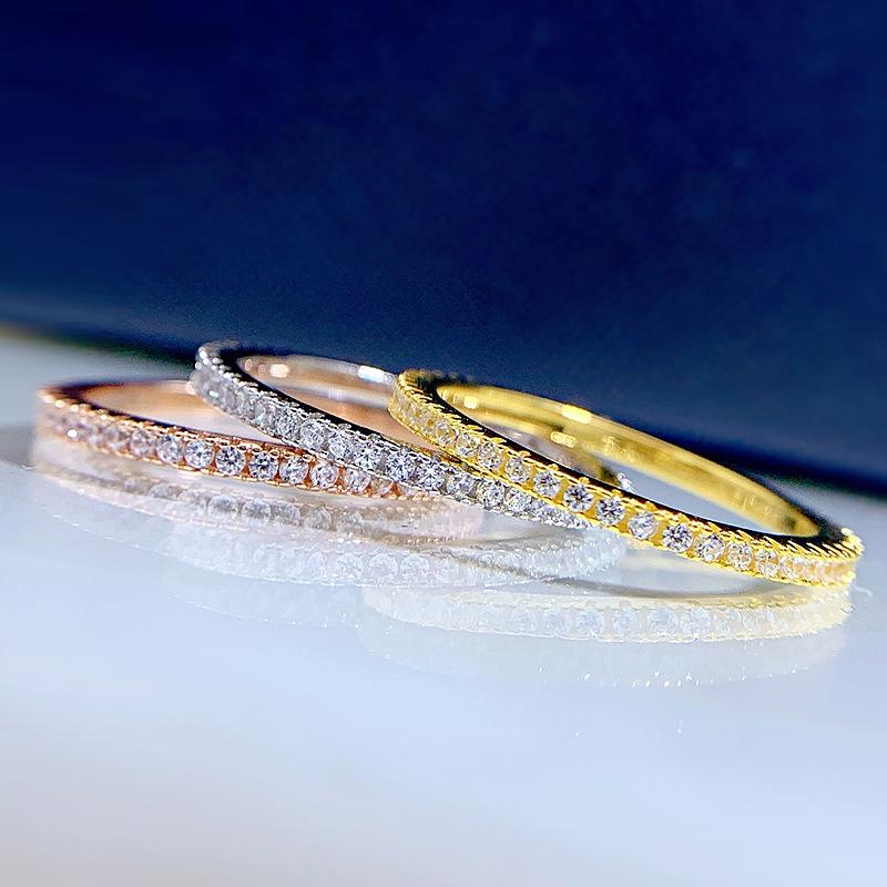 NO.091 S925 Sterling Silver Full Ring 6A Cubic Zirconia Ring fashion jewelry accessory woman girl promise ring Springtok