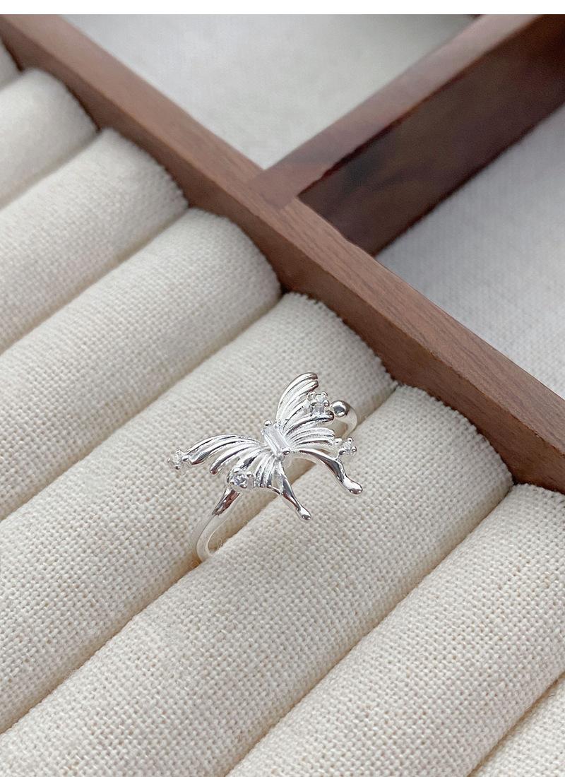 925 Sterling Silver Irregular Three-Dimensional Butterfly Ring for Women Open Ring -523(45%)