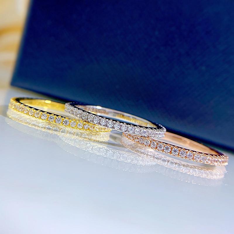 NO.091 S925 Sterling Silver Full Ring 6A Cubic Zirconia Ring fashion jewelry accessory woman girl promise ring Springtok