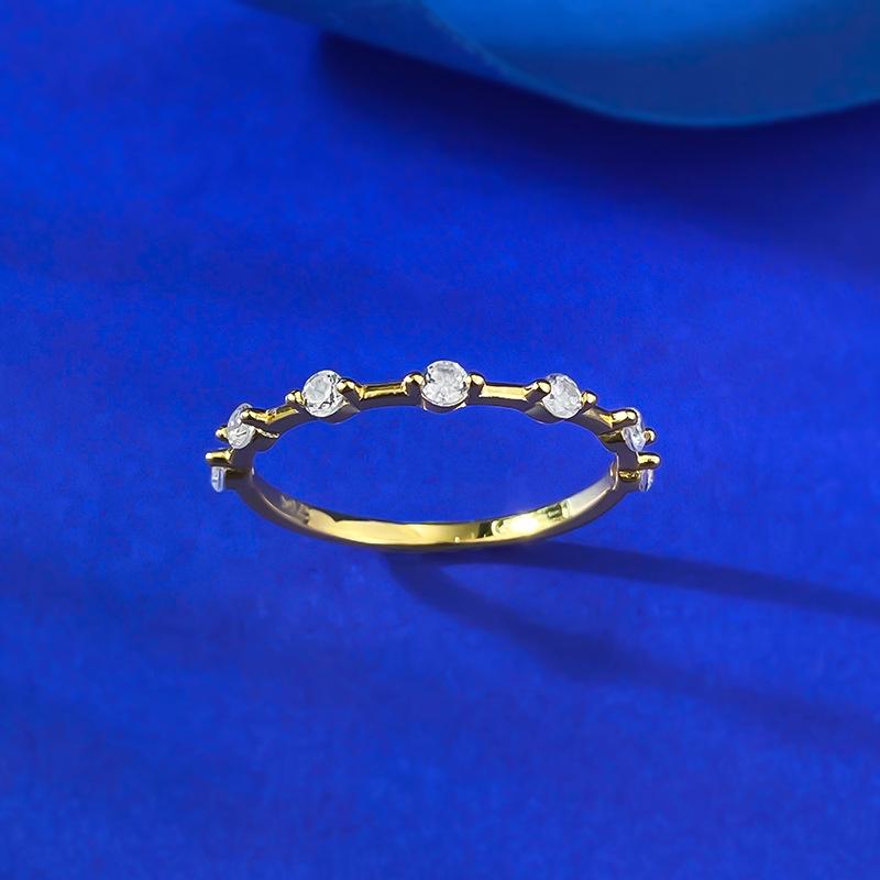 S925 Silver Golden-Plated Band 6A Cubic Zirconia Ring jewellery-116(45%)