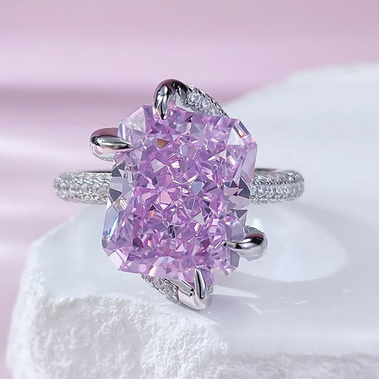 S925 Sterling Silver Purple Rectangular 10*12 mm 8A Cubic Zirconia Ring-428(25%)