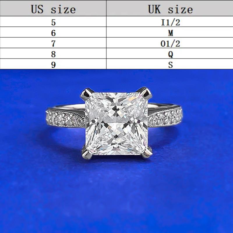 S925 Sterling Silver Princess Cut Four Claw Ring 8*8mm 6A Cubic Zirconia Ring fashion jewelry accessory woman girl promise ring-415(35%)