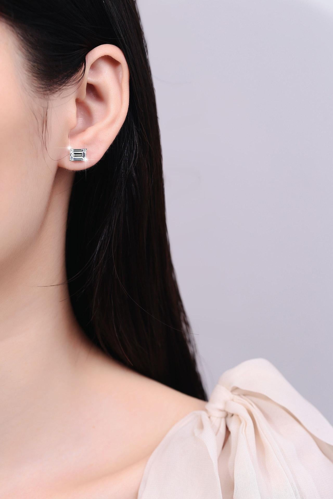 NO.164 S925 Sterling Silver Grandma Cut Earrings Earrings Synthetic Moissanite Glittering daily life Earrings Springtok