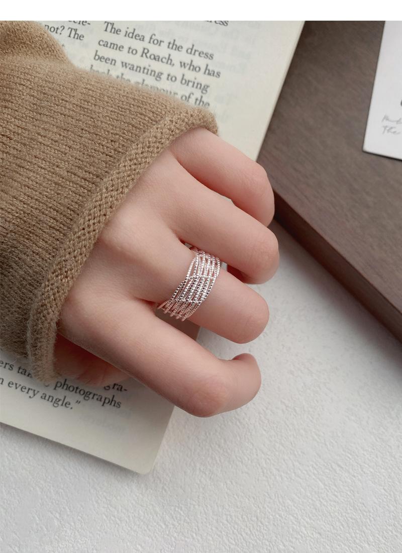 S925 Sterling Silver Braided Line Multi-layer Wrapped Ring Women's Open Ring -490(45%)