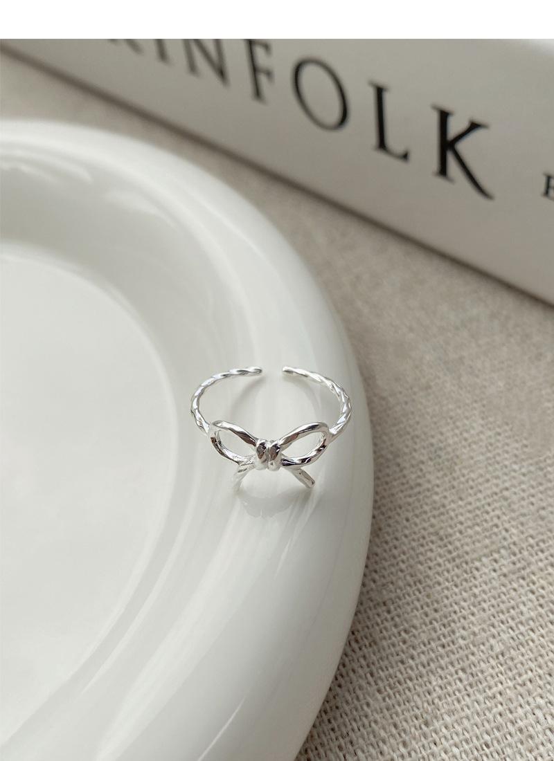 S925 Sterling Silver Bowknot Open Tail Ring Joint Ring for Women -514(45%)