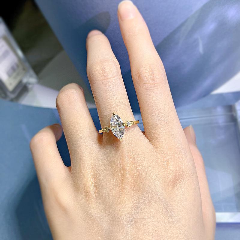 S925 Sterling Silver Marquise Horse Eye 6*12mm  6A Cubic Zirconia Ring-149(45%)