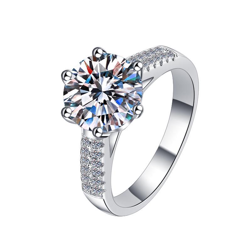 S925 Sterling Silver Six-claw Crown Ring Synthetic Moissanite Ring 3Carat-292(35%)
