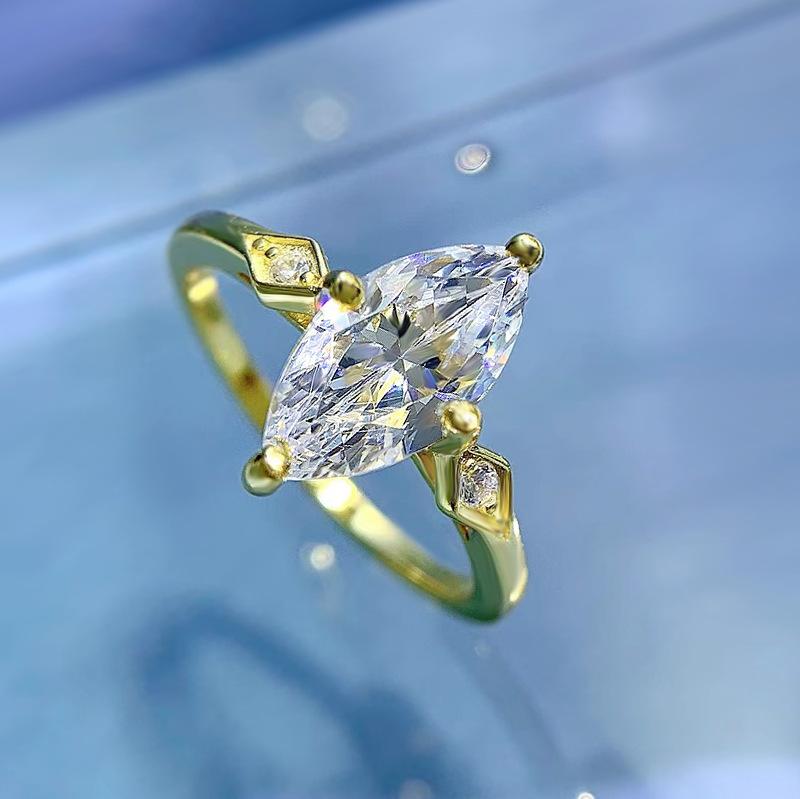 S925 Sterling Silver Marquise Horse Eye 6*12mm  6A Cubic Zirconia Ring-149(45%)