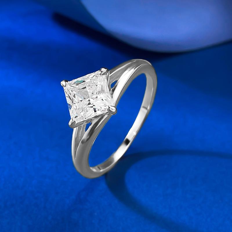 S925 Sterling Silver Princess Cut Square Ring 6*6mm 6A Cubic Zirconia Ring-283(35%)