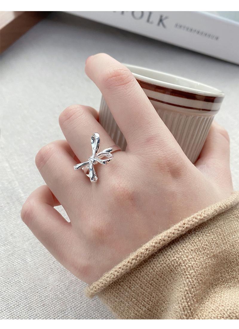 S925 Sterling Silver Bow Irregular Ring Women -515(45%)