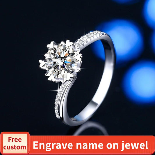 S925 Sterling Silver Swing Arm Snowflake Ring/2 Carat/ Synthetic Moissanite Ring fashion jewelry accessory woman girl promise ring-194(35%)