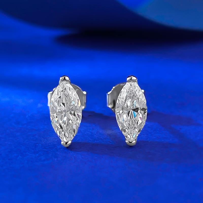 S925 Sterling Silver Marquise Ear Stud 4*8mm 6A Cubic Zirconia Earring Daily Life Earrings-616(35%)