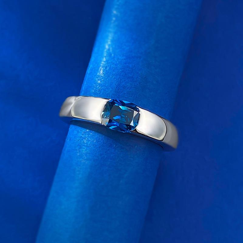 S925 Sterling Silver Blue Oval Cut Oval Ring 5*6mm 6A Cubic Zirconia Ring-470(35%)