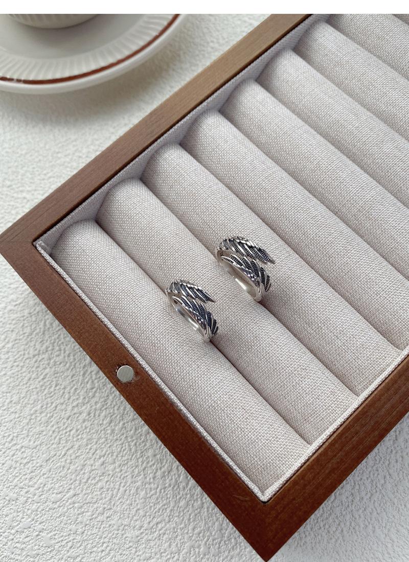 S925 Sterling Silver Vintage Angel Wings Couple Ring -547 weddingring(45%)