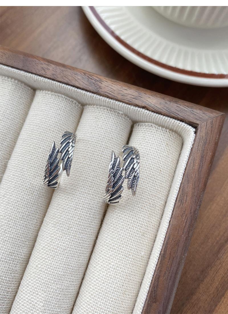 S925 Sterling Silver Vintage Angel Wings Couple Ring -547 weddingring(45%)