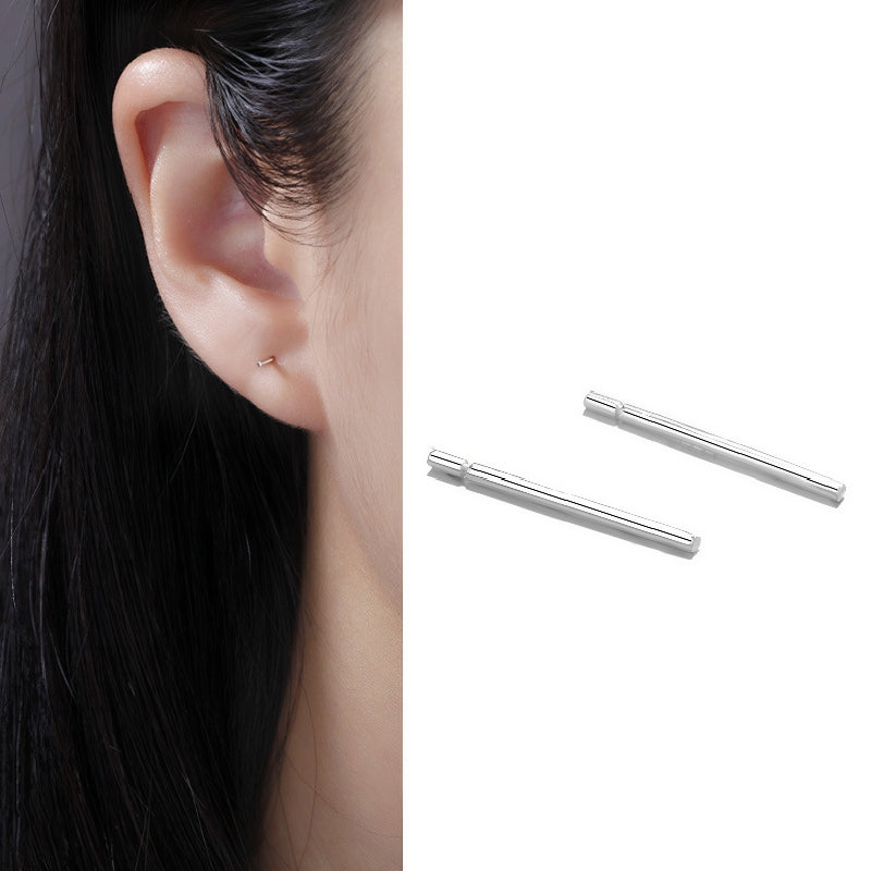 S999 Full Silver Ear Stud, Nourishing Ear Piercing, Prevent Allergies(A pair)