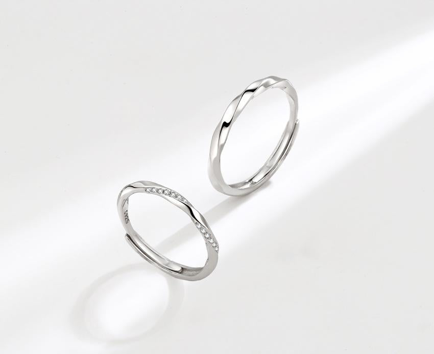 S925 Sterling Silver Mobius Simple Couple Open Ring -481 weddingring(45%)