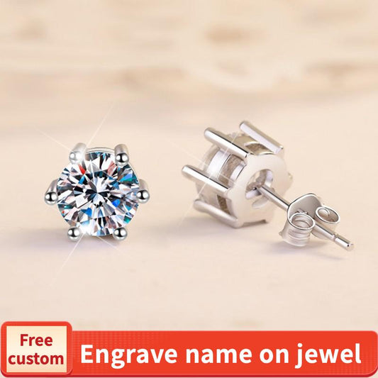 S925 Sterling Silver Six-Claw Crown Stud Earring  Synthetic Moissanite Earrings Daily Life Earrings-608(35%)