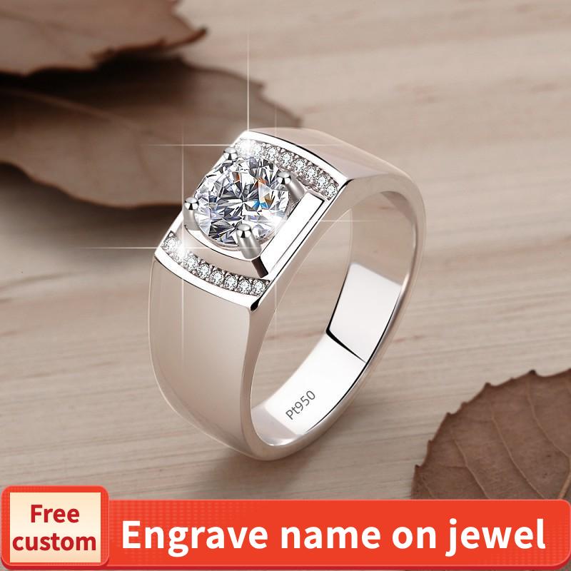 NO.155 S925 Sterling Silver Ring Inlaid with Super Flash Synthetic Moissanite fashion jewelry accessory promise ring Springtok Men's Ring