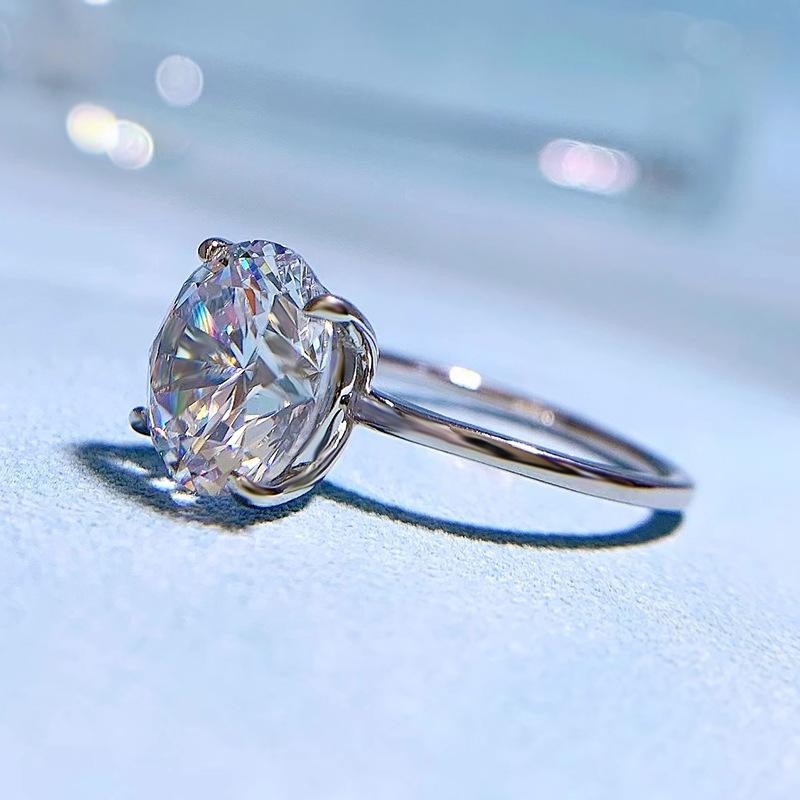 S925 Sterling Silver Oval Cut Round Ring 10mm 6A Cubic Zirconia Ring-261(35%)