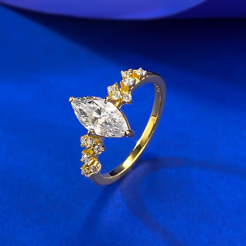 S925 Sterling Silver Marquise Horse Eye 5*10mm 6A Cubic Zirconia Ring-438(25%)