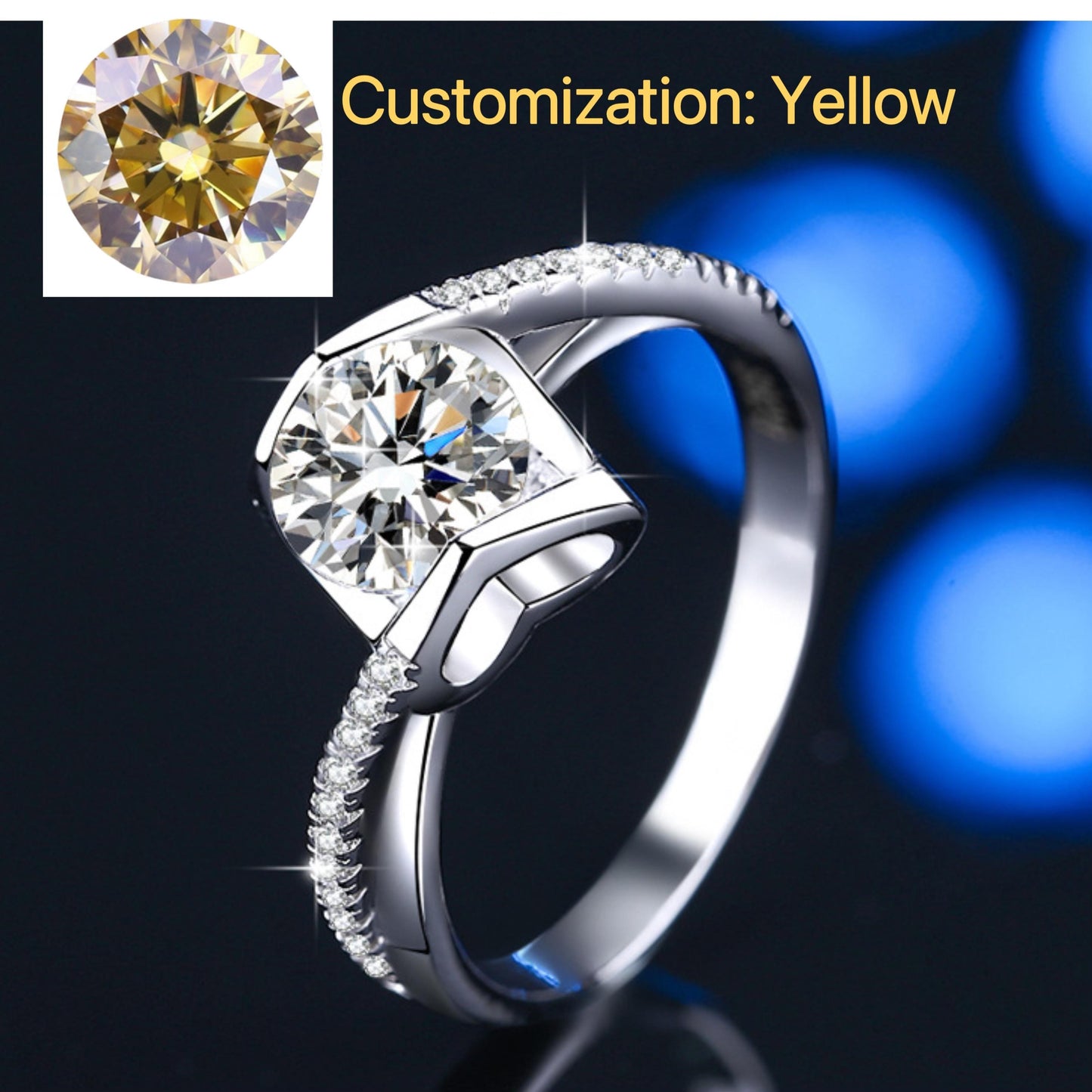 NO.120 S925 Sterling Silver Angel Kiss Ring Synthetic Moissanite Ring fashion jewelry accessory woman girl promise ring Springtok