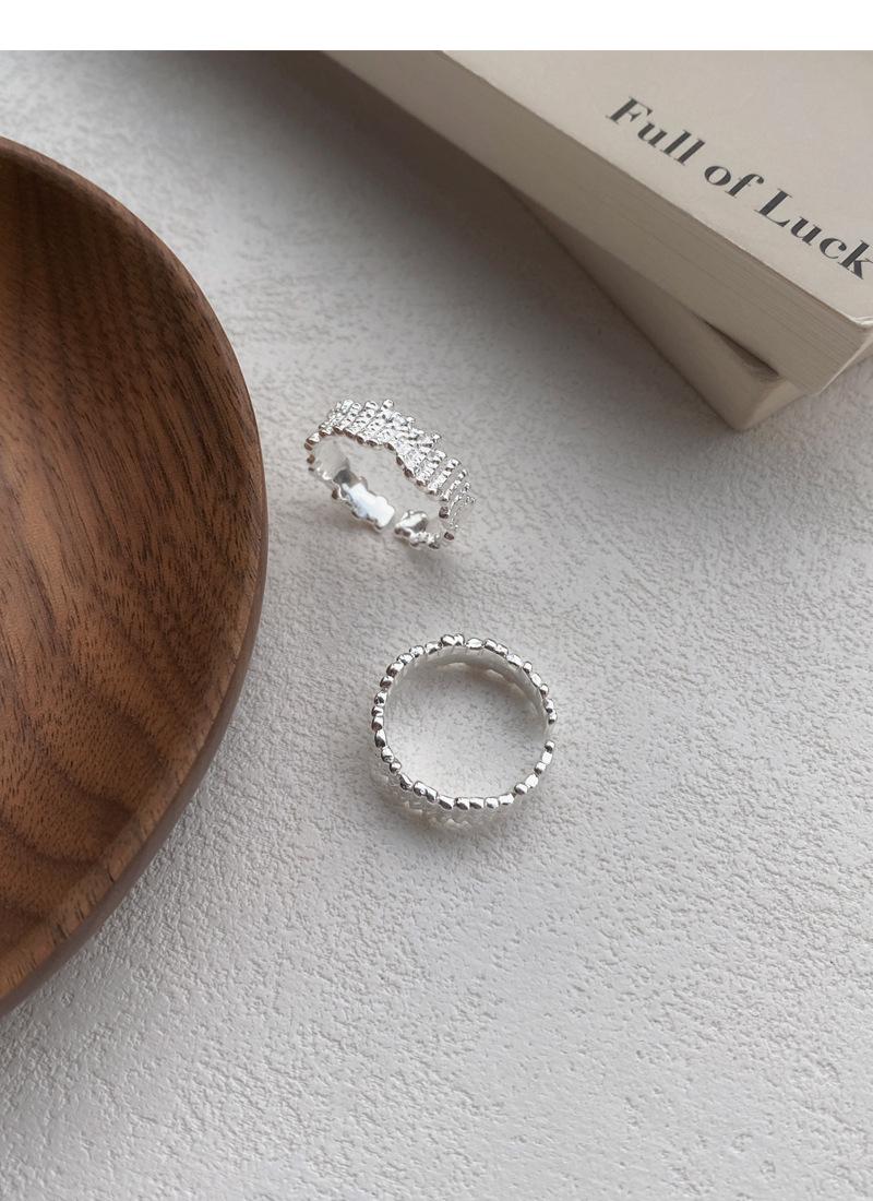 S925 Sterling Silver Irregular Texture Ring Women's Open Ring-488(45%)