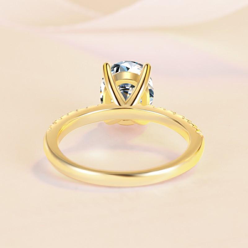 S925 Sterling Silver Four-claw Golden Ring Synthetic Moissanite Ring-120(35%)