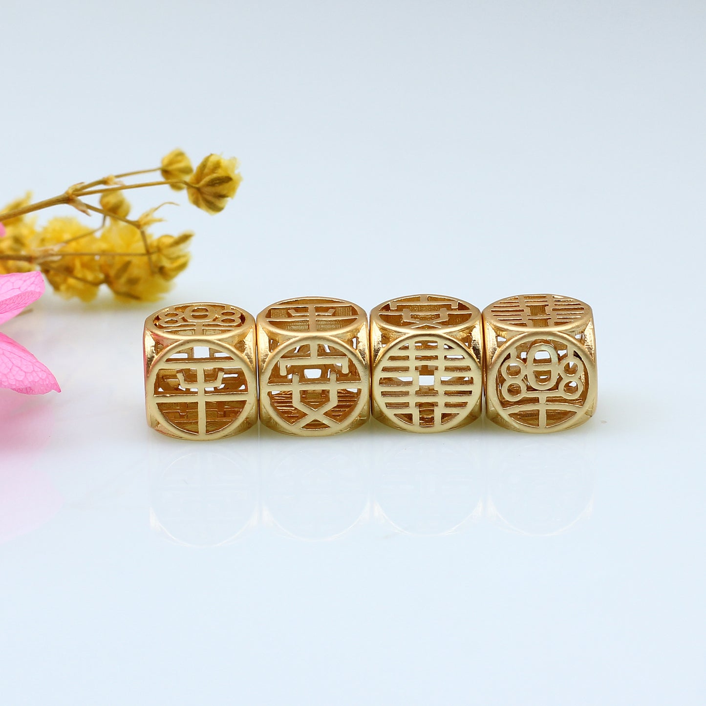 Ancient Golden Copper Beads With Large Hole For Jewelry DIY，Covered by 14/18K Real Gold Or Silver