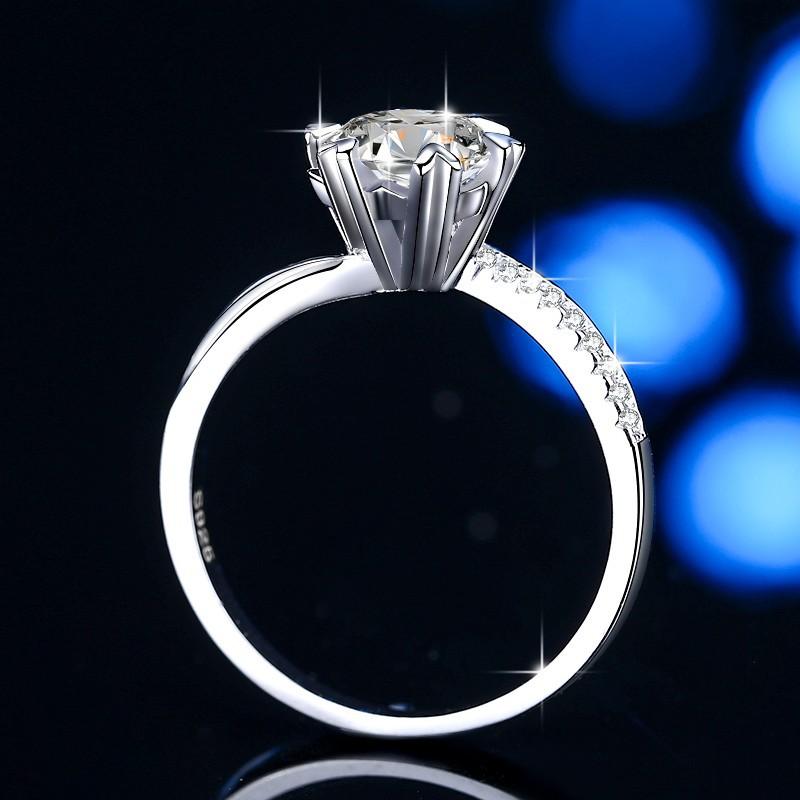 8. S925 Sterling Silver Swing Arm Snowflake Ring Synthetic Moissanite Ring