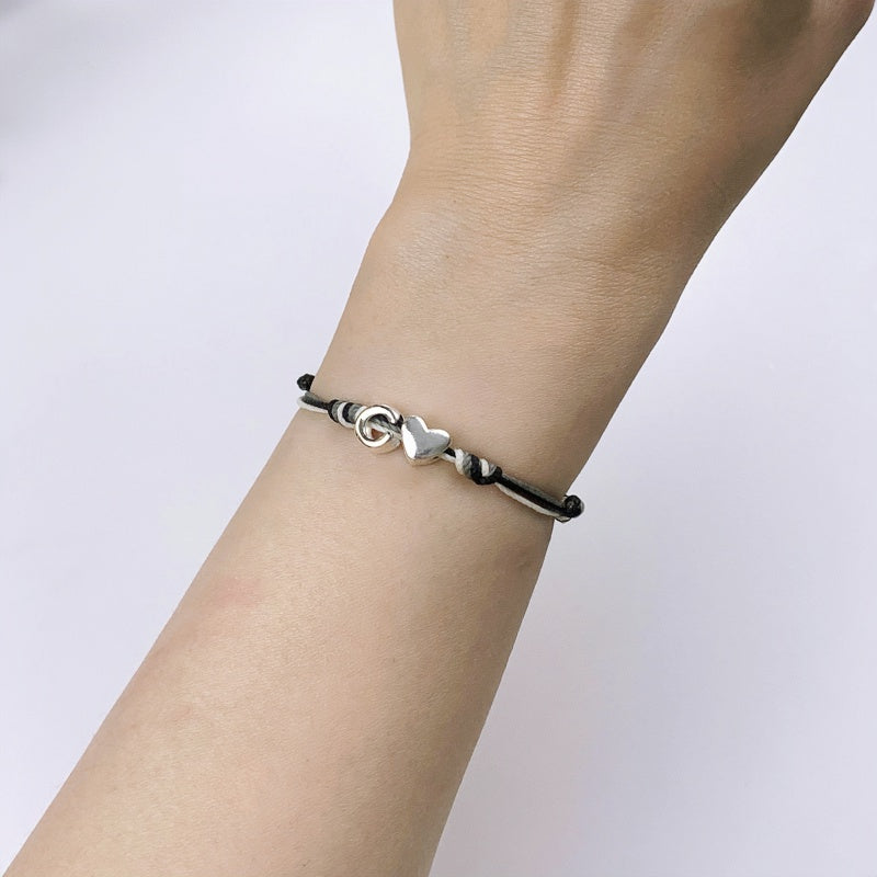 S925 Sterling Silver Letter & Love Hand woven bracelet