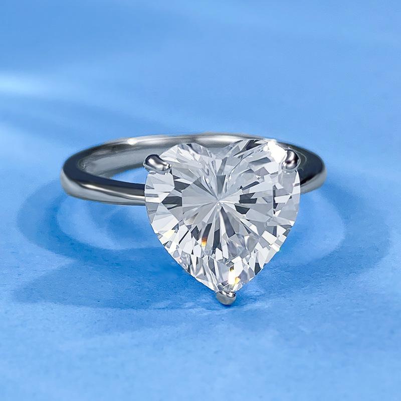 S925 Sterling Silver Heart Cut Heart-Shaped Ring 10*10 6A Cubic Zirconia Ring 4 Carat fashion jewelry accessory woman girl promise ring-229(35%)