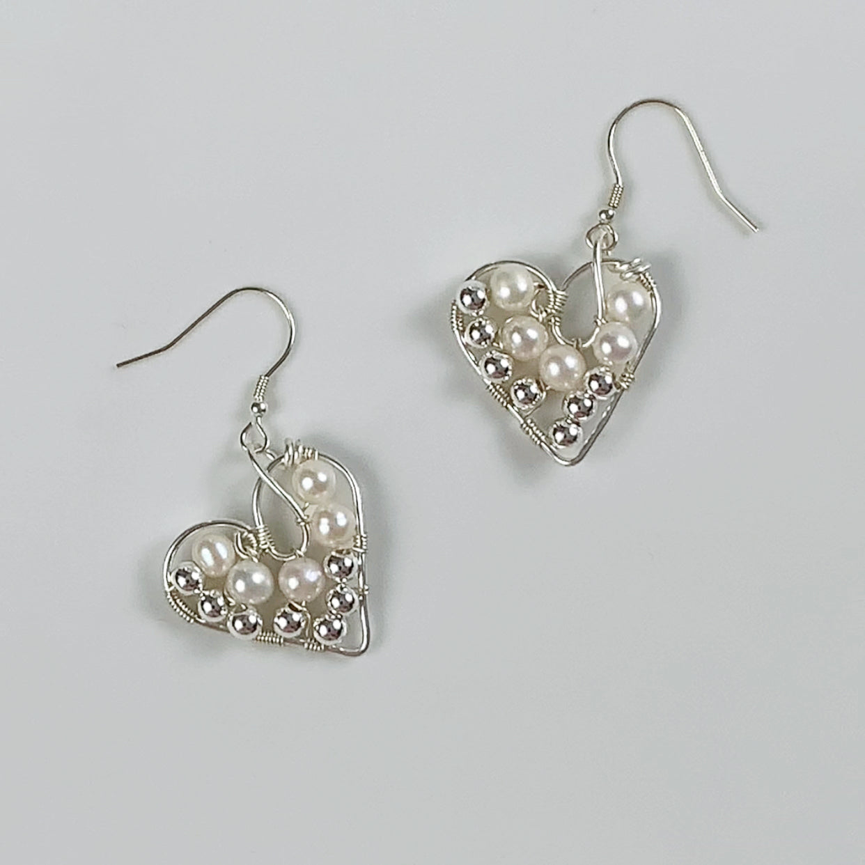 106.  Original Hand-made "LOVE" Pearl Earrings